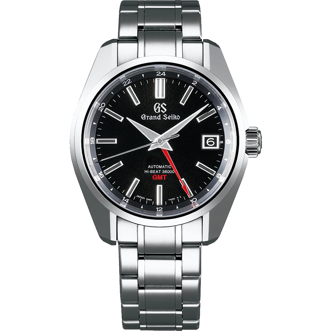 Grand Seiko Hi-Beat 36000 GMT Stainless Steel Black Dial 40.9mm - SBGJ201
