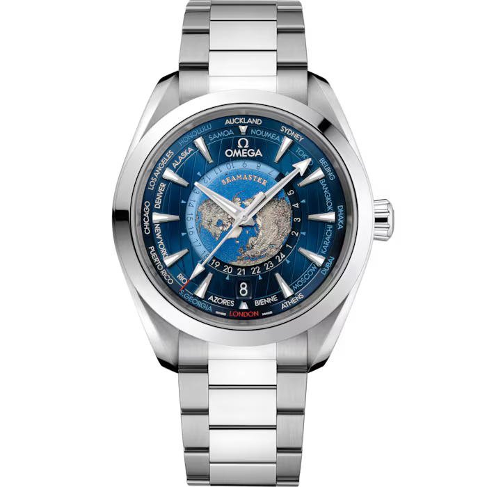 Omega Seamaster Aqua Terra Worldtimer Stainless Steel Blue Dial 43mm - 220.10.43.22.03.001