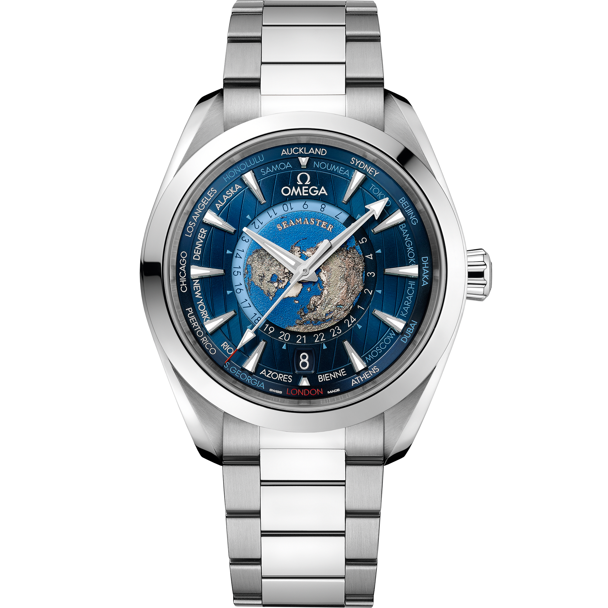 Omega Seamaster Aqua Terra Worldtimer Stainless Steel Blue Dial 43mm - 220.92.43.22.03.001