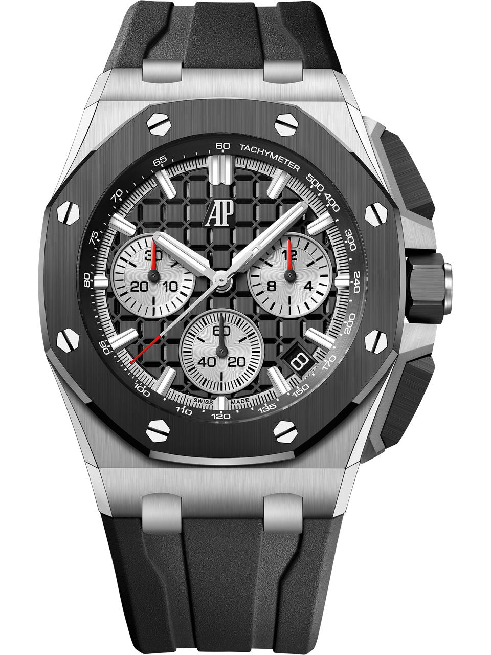 Audemars Piguet Stainless Steel Royal Oak Offshore Chronograph Watch – Black Dial – Rubber Strap – 26420SO.OO.A002CA.01