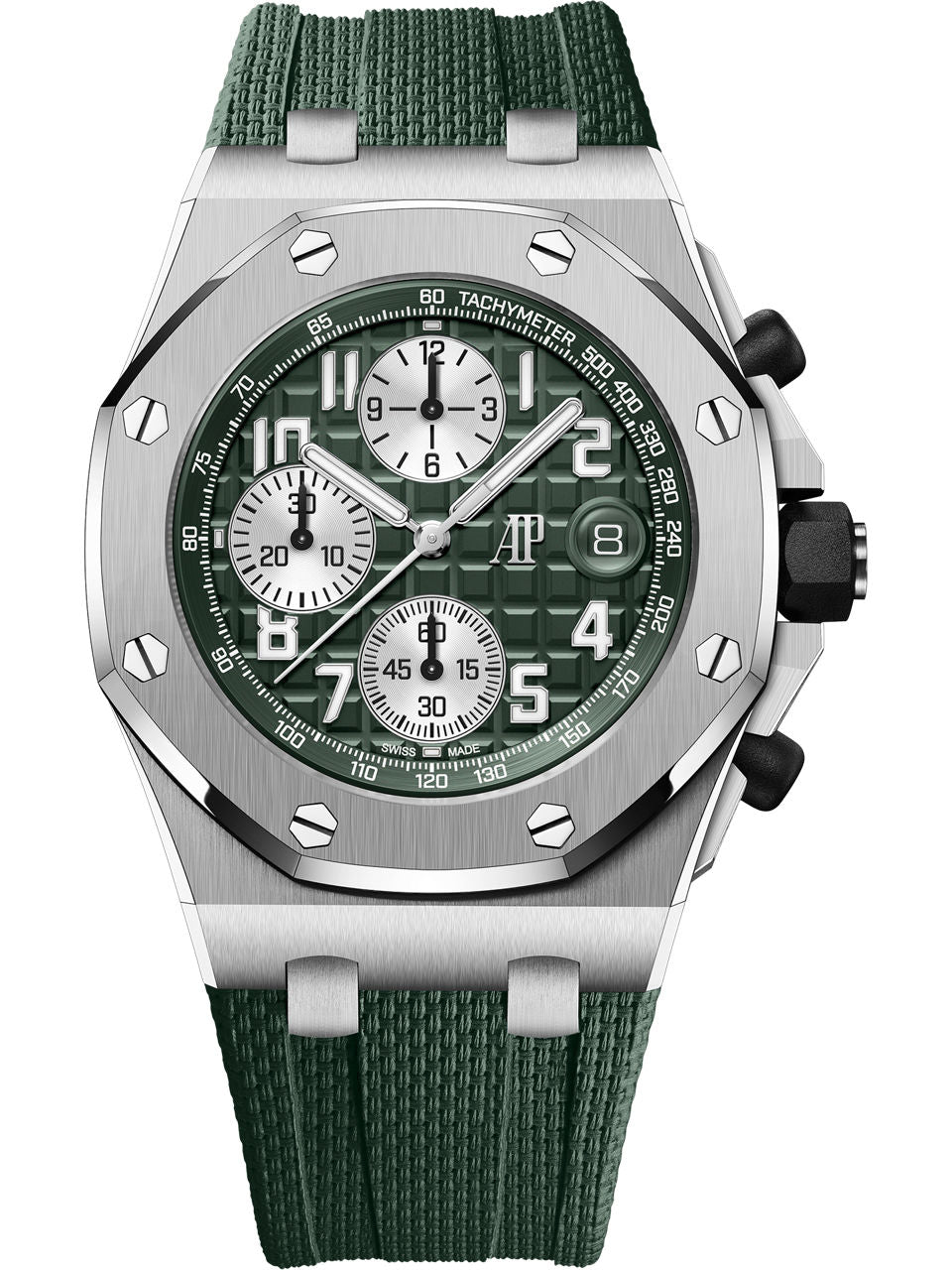 Audemars Piguet Titanium Royal Oak Offshore Chronograph Watch – Khaki Green Dial – Rubber Strap – 26238TI.OO.A056CA.01