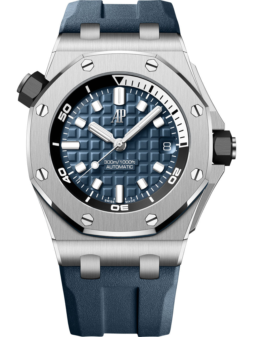 Audemars Piguet Stainless Steel Royal Oak Offshore Diver Watch – Blue Dial – Rubber Strap – 15720ST.OO.A027CA.01